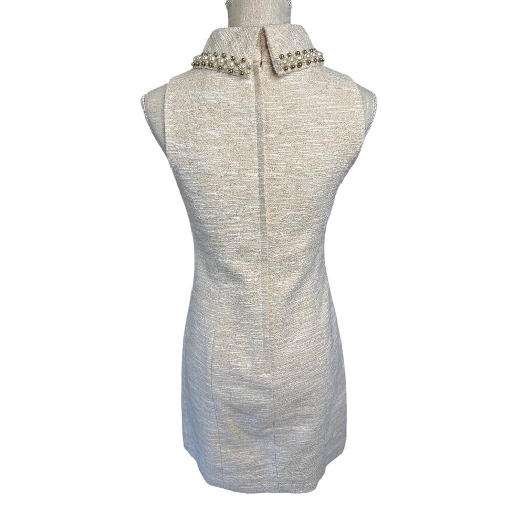 Lilly Pulitzer Portia Boucle Gold Metallic Pearl Beaded Mini Shift Dress Size 0 - Picture 5 of 10